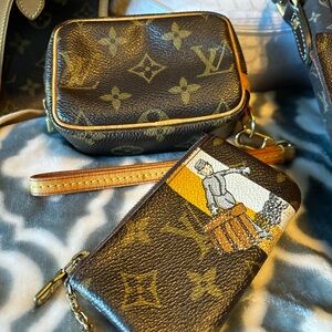 Louis Vuitton Brown Monogram Cosmetic Bag Set with Illustration
